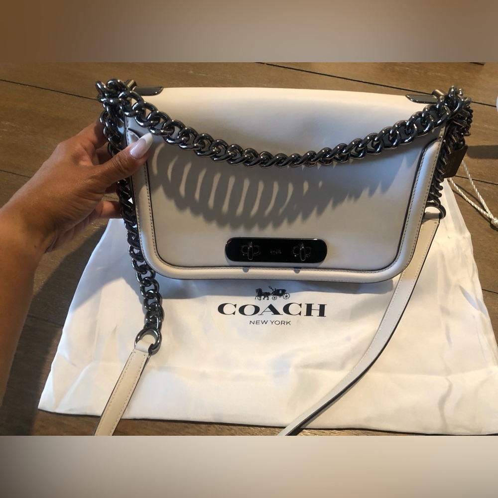 Coach Off White Crossbody Bag with Chain Strap